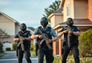 Police officers conducting a drug raid in South Carolina