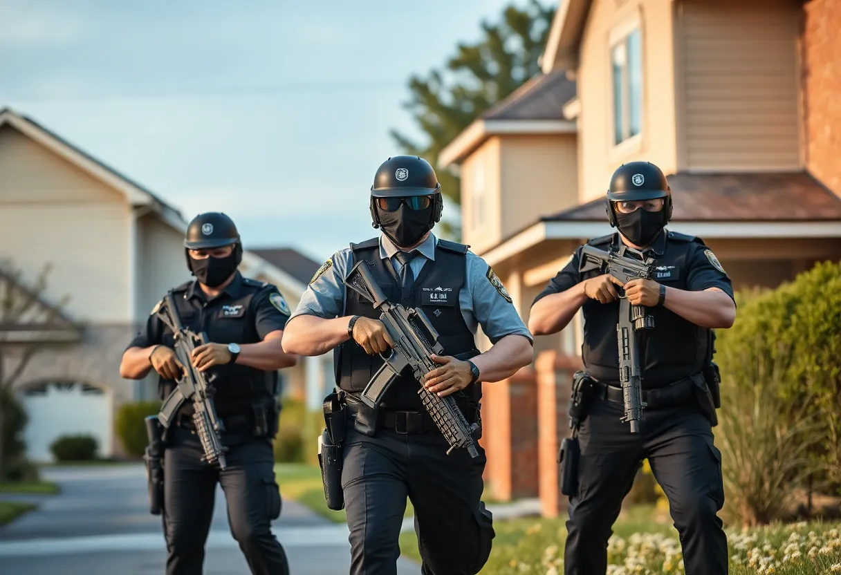 Police officers conducting a drug raid in South Carolina