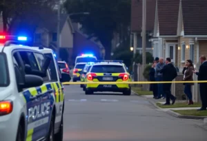 Police vehicles at the scene of a shooting incident in Rock Hill SC