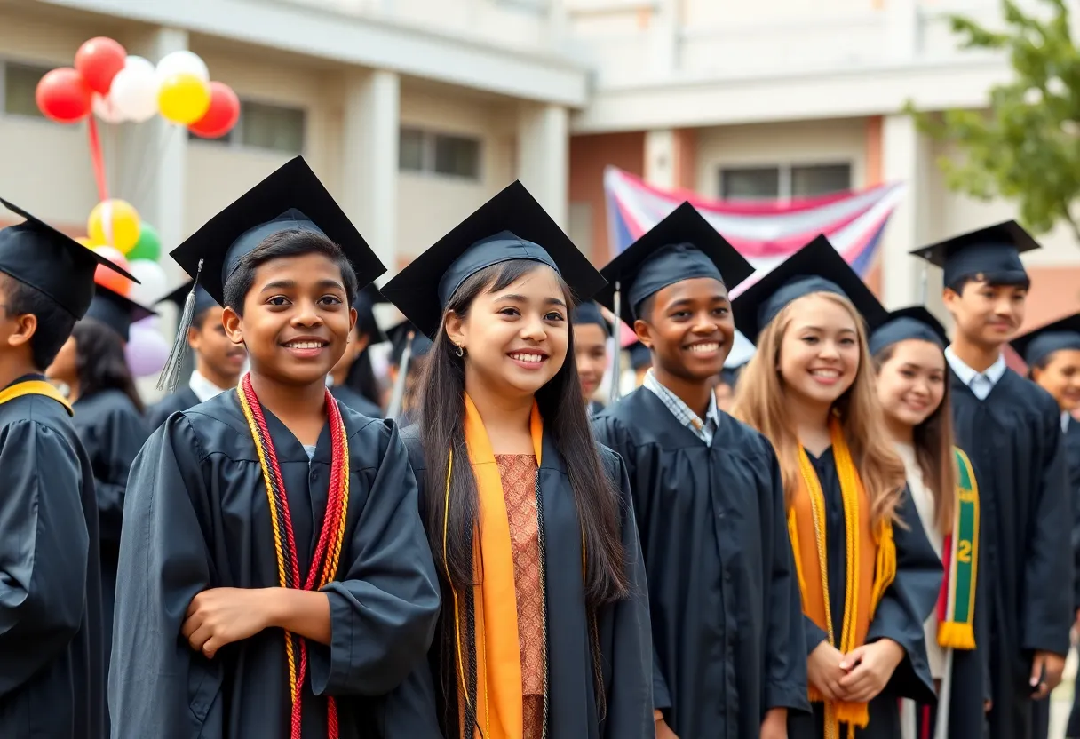 Graduation ceremony of Language Immersion program students from Rock Hill High School