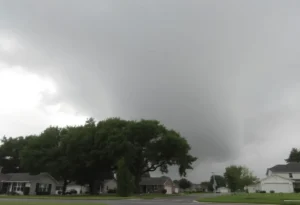 A tornado touching down in Rock Hill, South Carolina.