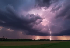 Dark thunderstorm clouds over Oconee County landscape
