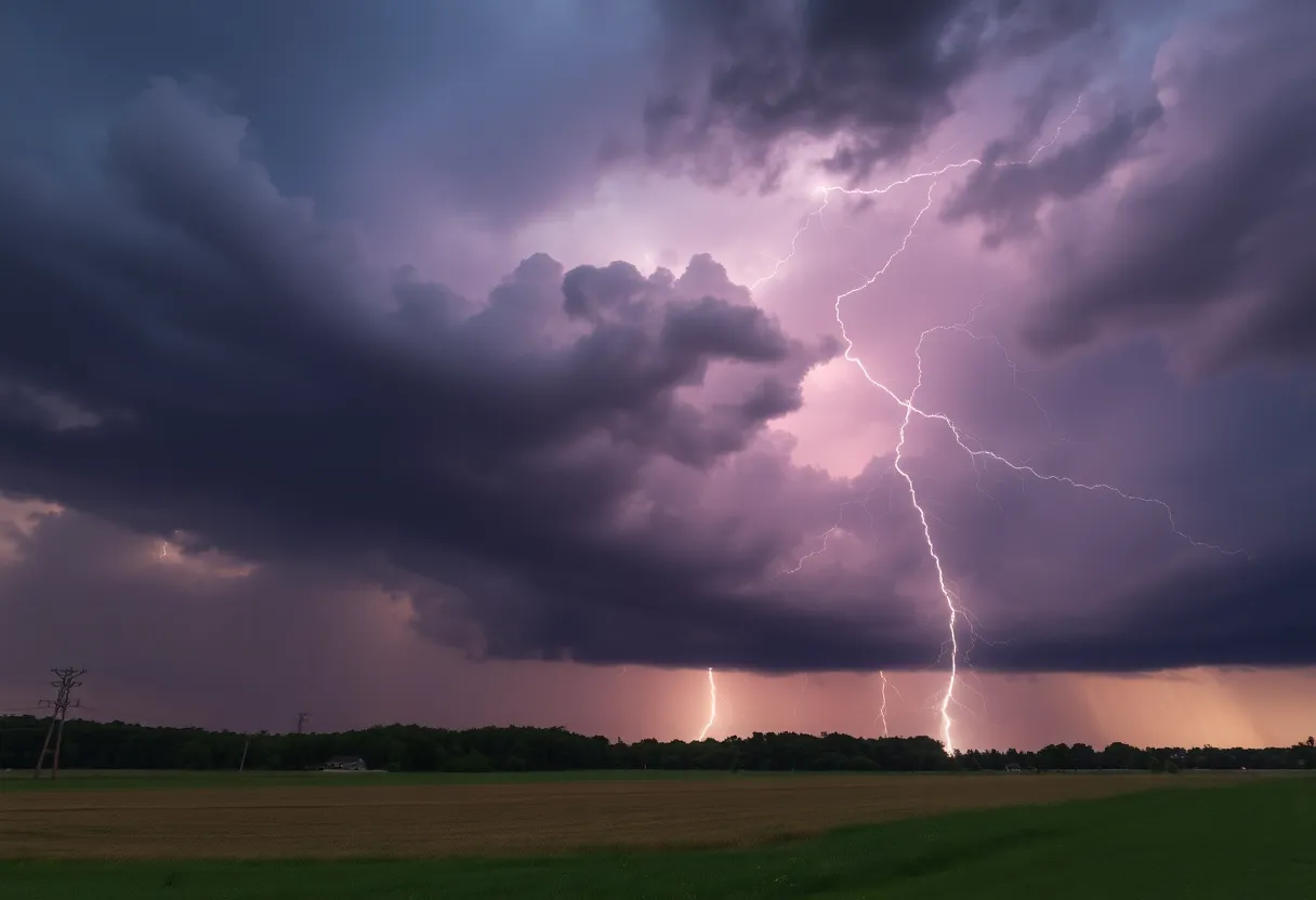 Dark thunderstorm clouds over Oconee County landscape