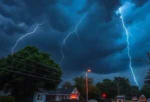 Severe thunderstorm causing chaos in Columbia, Missouri