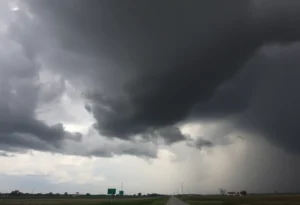 Stormy weather in Texas with dark clouds and strong winds