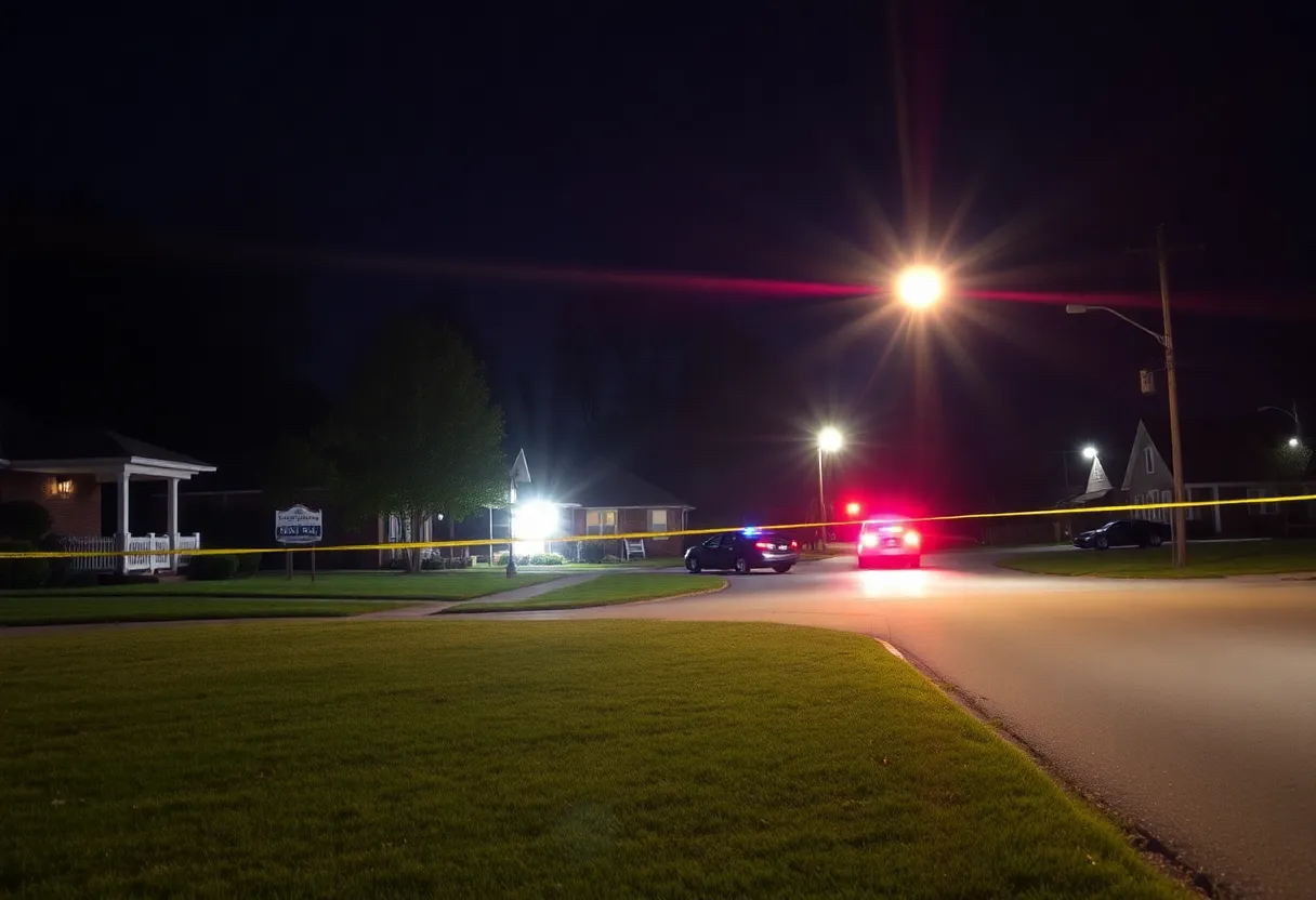 Police lights and a quiet street in Rock Hill after a shooting incident