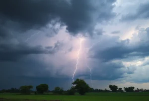 Dramatic thunderstorm clouds before a storm in Cherokee County