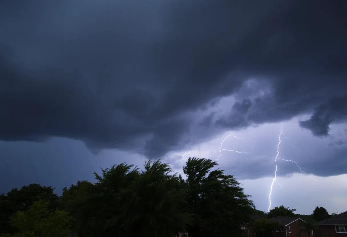 Dark storm clouds and lightning over Mecklenburg County