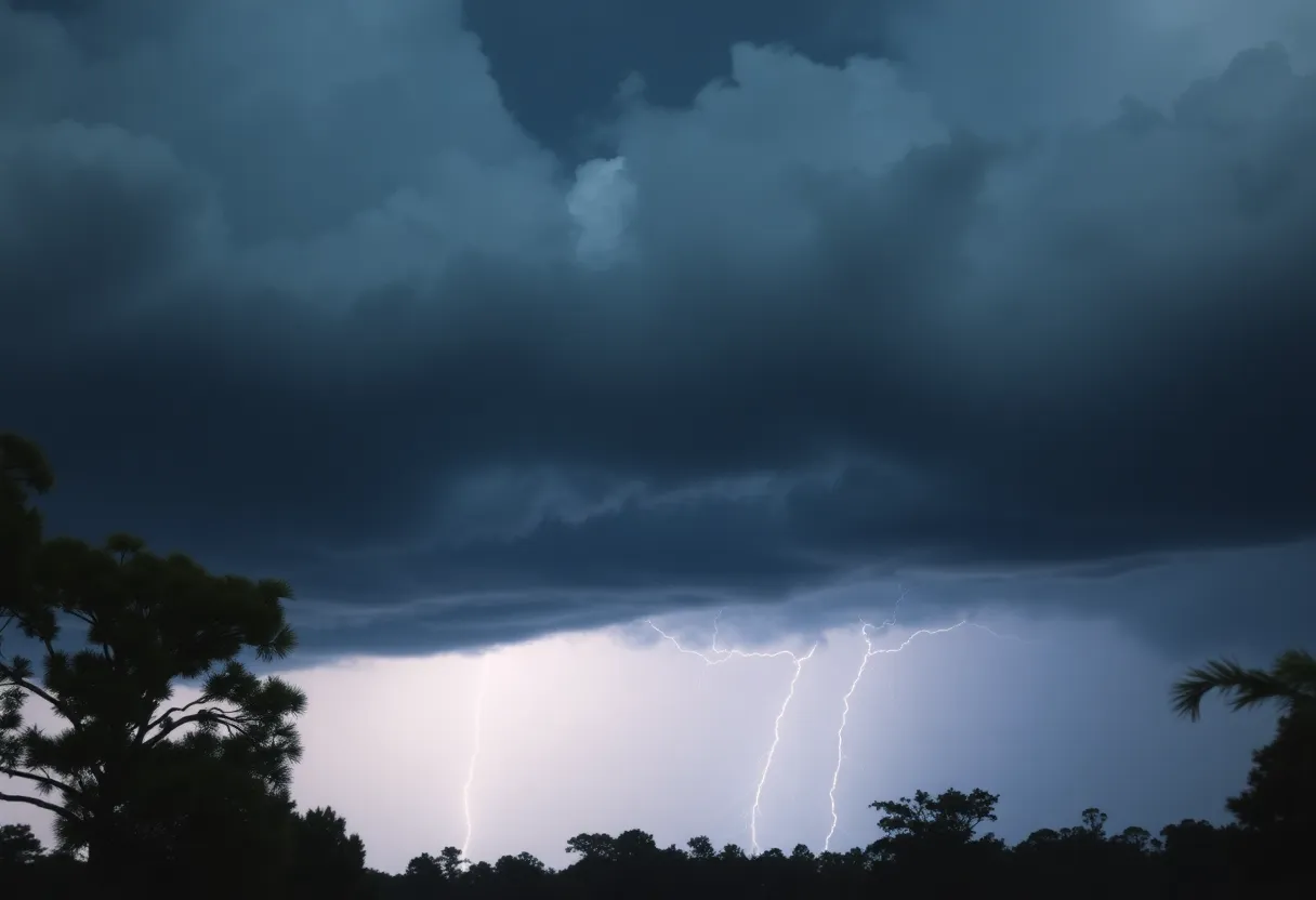 Approaching thunderstorm clouds in South Carolina