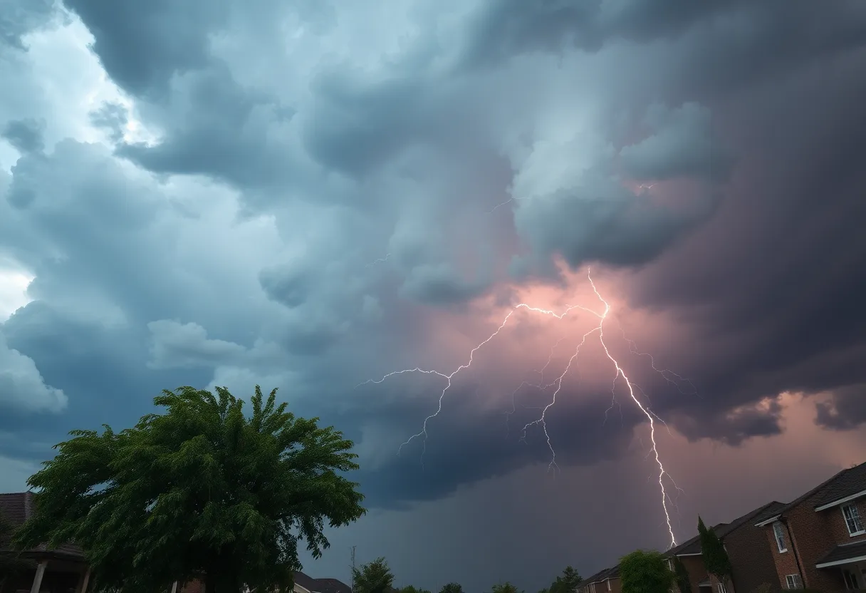 Dark storm clouds with lightning over York and Chester Counties