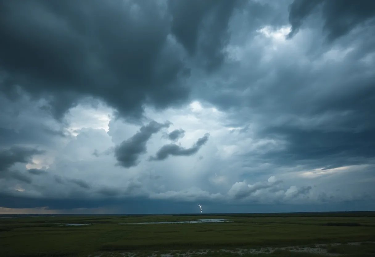 Dark storm clouds gathering over Coastal South Carolina