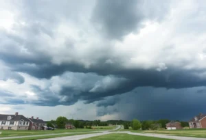 Dark storm clouds over Lancaster County signaling thunderstorms