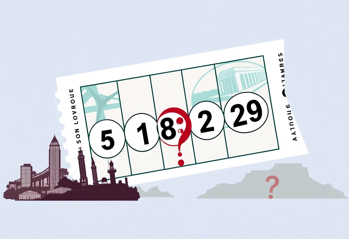 Illustration of an unclaimed lottery ticket against a backdrop of South Carolina landmarks.