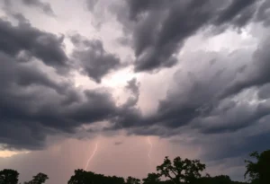 Dramatic skies and storm clouds over York County during a severe thunderstorm.