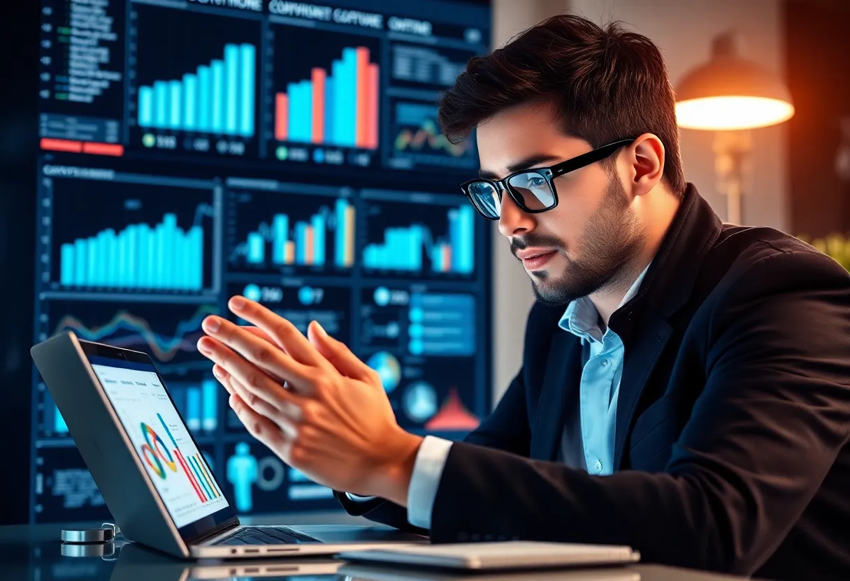 Digital marketer using AI tools for content marketing strategy