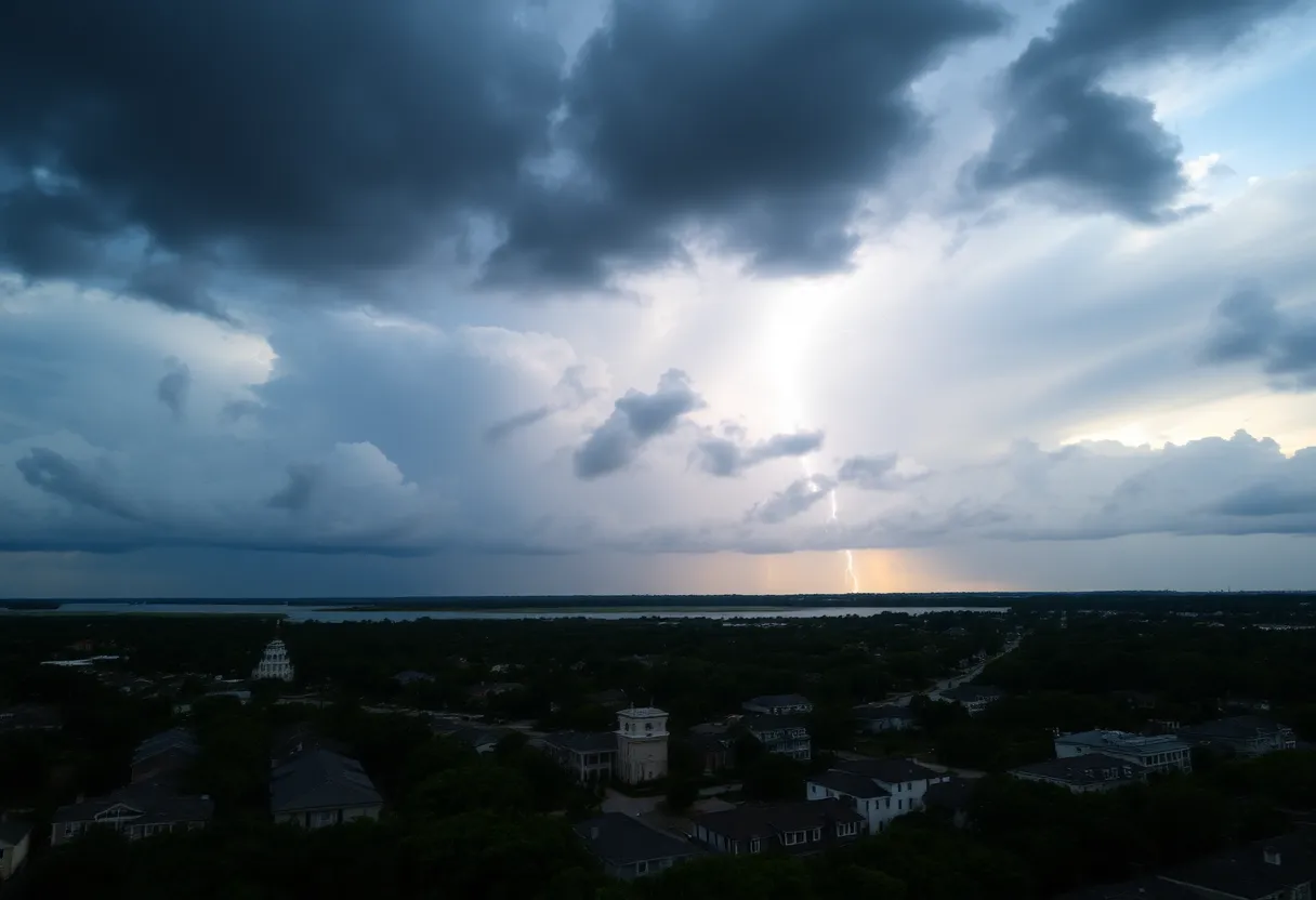 Dramatic thunderstorm clouds over Charleston area