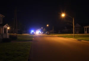 Police lights at a crime scene in Clover SC