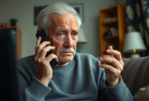 Concerned Senior Receiving Phone Call