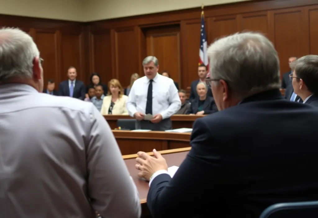 A courtroom scene during the hearing about Harvard funding cuts