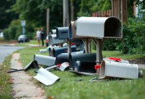 A visually striking image of shattered mailboxes in Rock Hill, illustrating the impact of vandalism on the community.