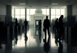 Empty federal office highlighting workforce reduction