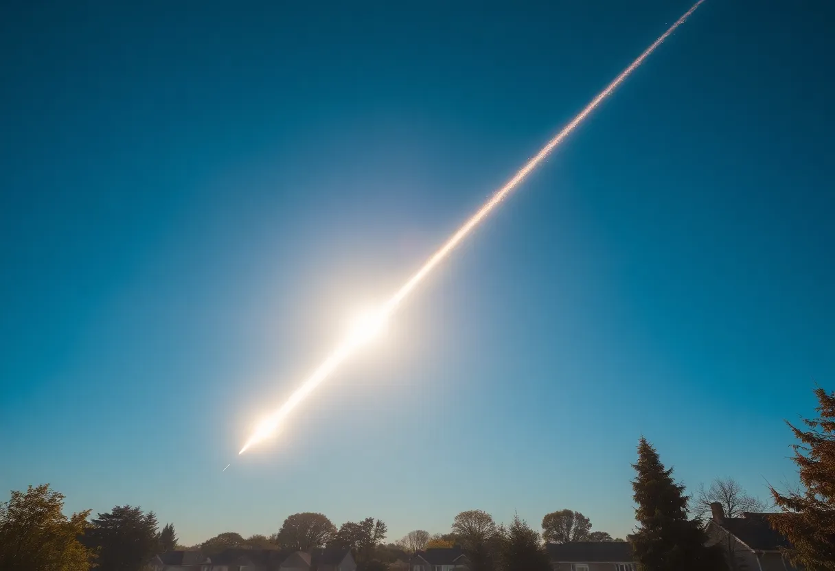 Bright Fireball Meteor Over Southeastern Landscape