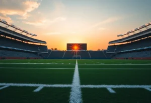 Football Field with Sunset