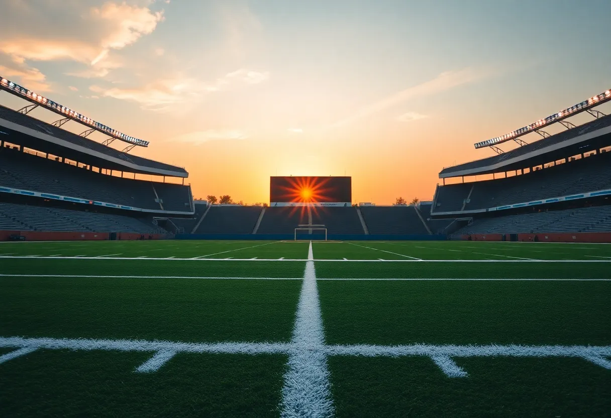 Football Field with Sunset