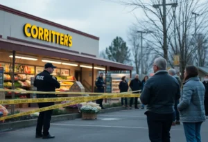 Police at the scene of a grocery store shooting in Rock Hill