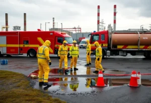 Hazmat Crew Responding to Chemical Spill