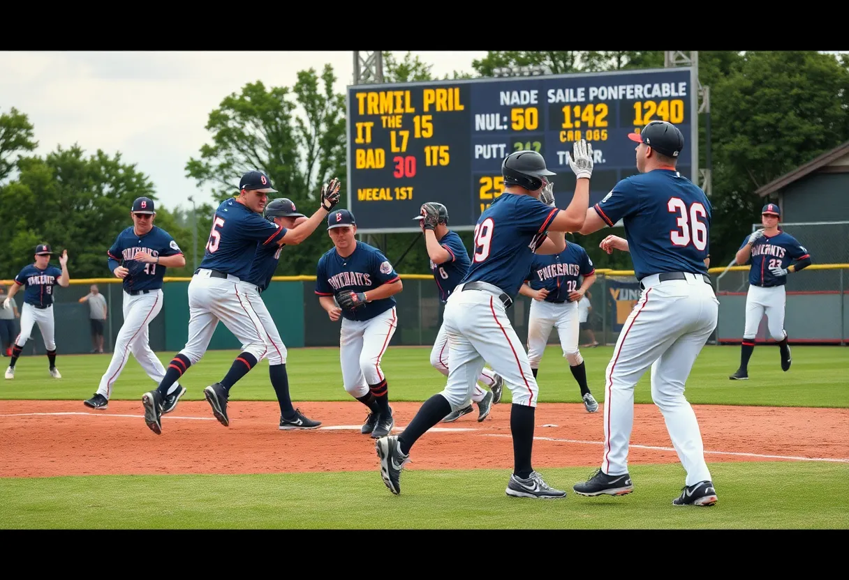 Lancaster baseball team playing in a game against Rock Hill