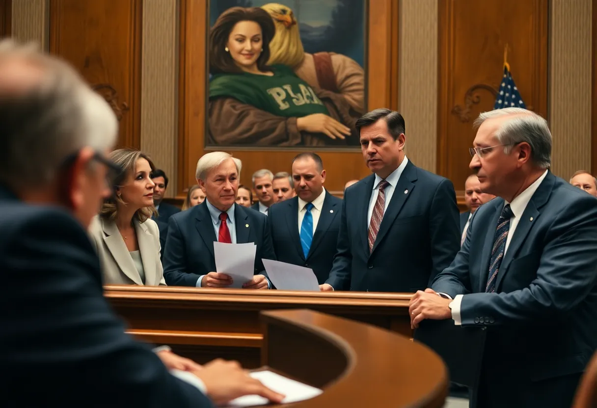 A group of lawmakers debating in Congress about the Epstein investigation.