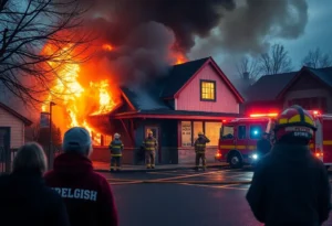 Emergency responders at the scene of a fire incident involving a local councilman