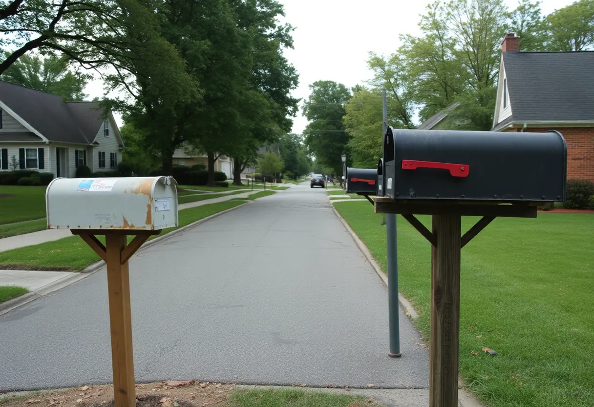 Damaged mailboxes in a Rock Hill neighborhood