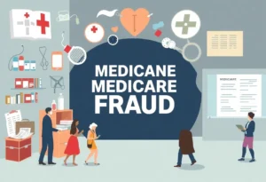 Illustration of Medicare fraud investigation and law enforcement action