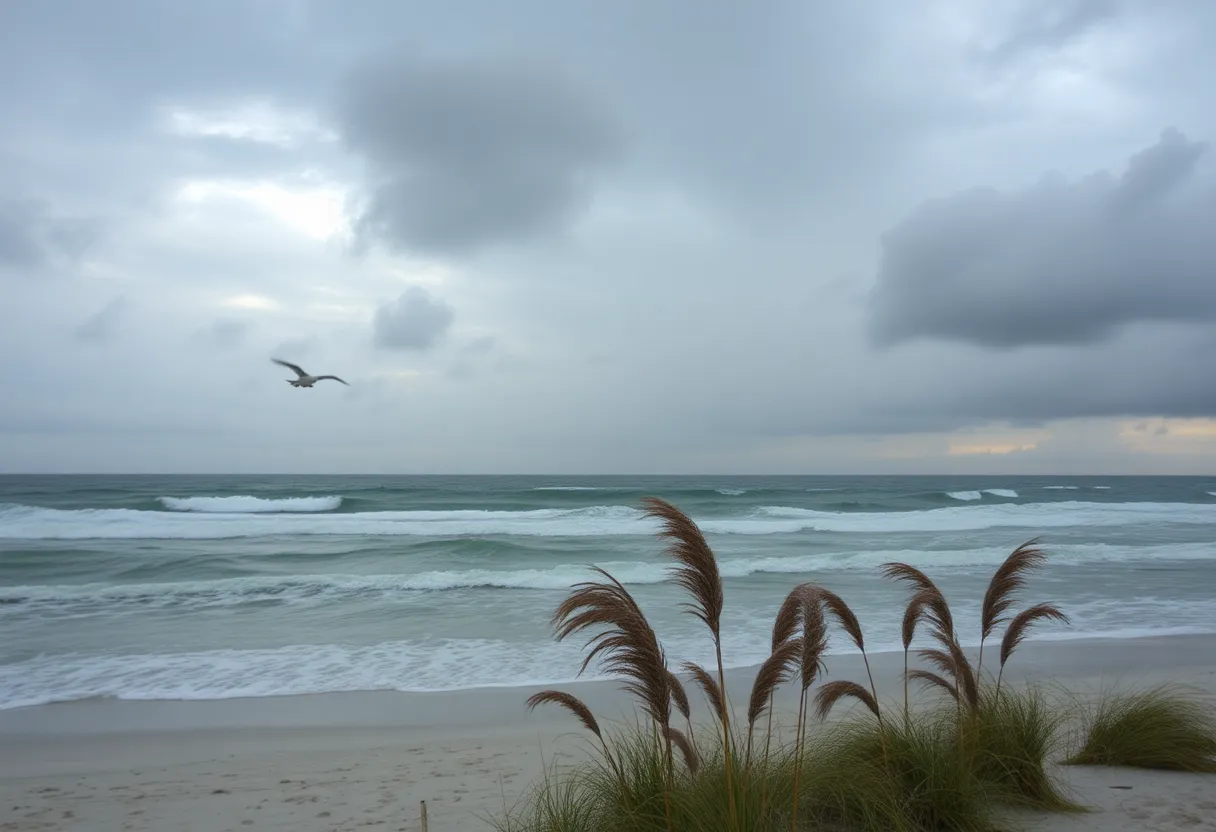Coastal view of Myrtle Beach during Tropical Depression