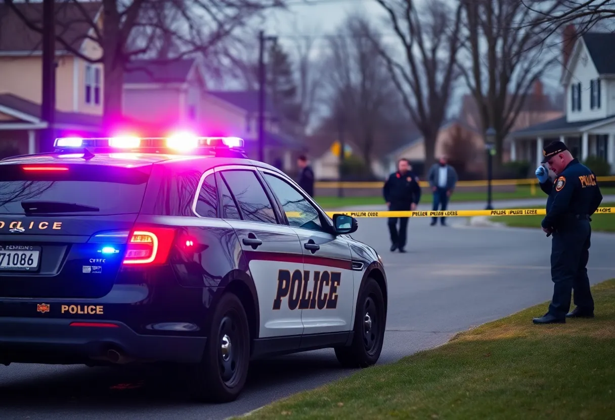 Police car at a shooting incident scene