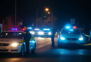 Police cars at an investigation scene