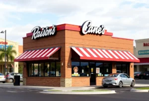 Exterior view of the upcoming Raising Cane's restaurant in Rock Hill, SC