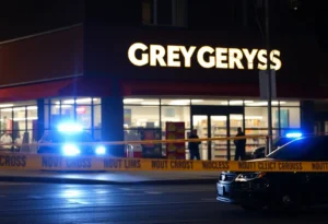Police investigation scene outside a grocery store in Rock Hill