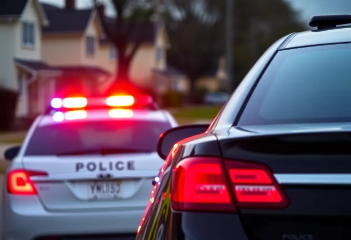 Police car with lights on at a shooting scene in Rock Hill