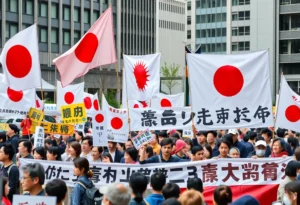 Supporters of Sanseito party at a rally in Japan