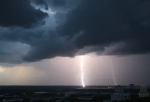 Dramatic thunderstorm clouds over Charleston, SC