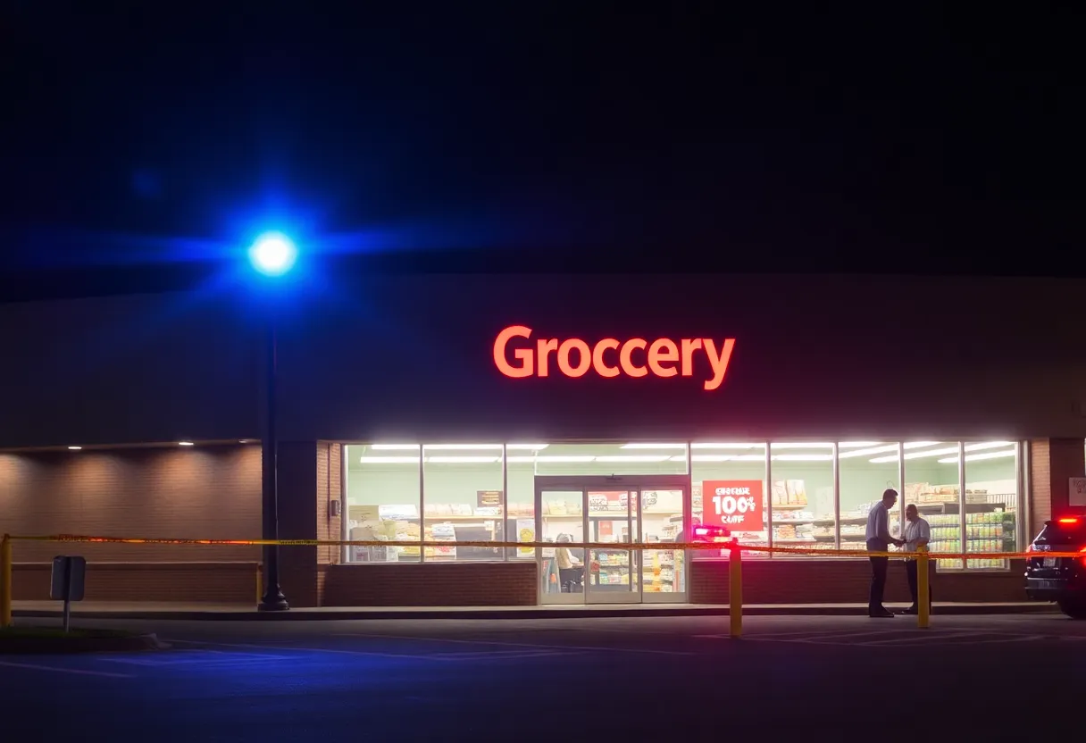Police responding to a shooting incident outside a grocery store
