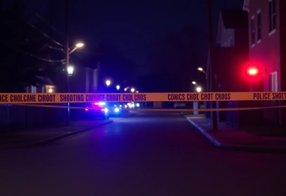 Police lights and tape at a shooting scene in Rock Hill