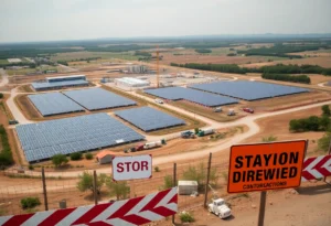 Construction site of Silfab Solar manufacturing plant facing community opposition.