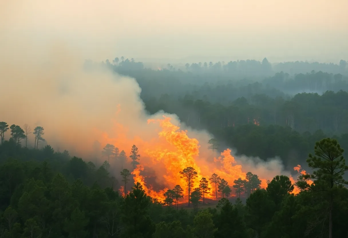 South Carolina Wildfire Burning