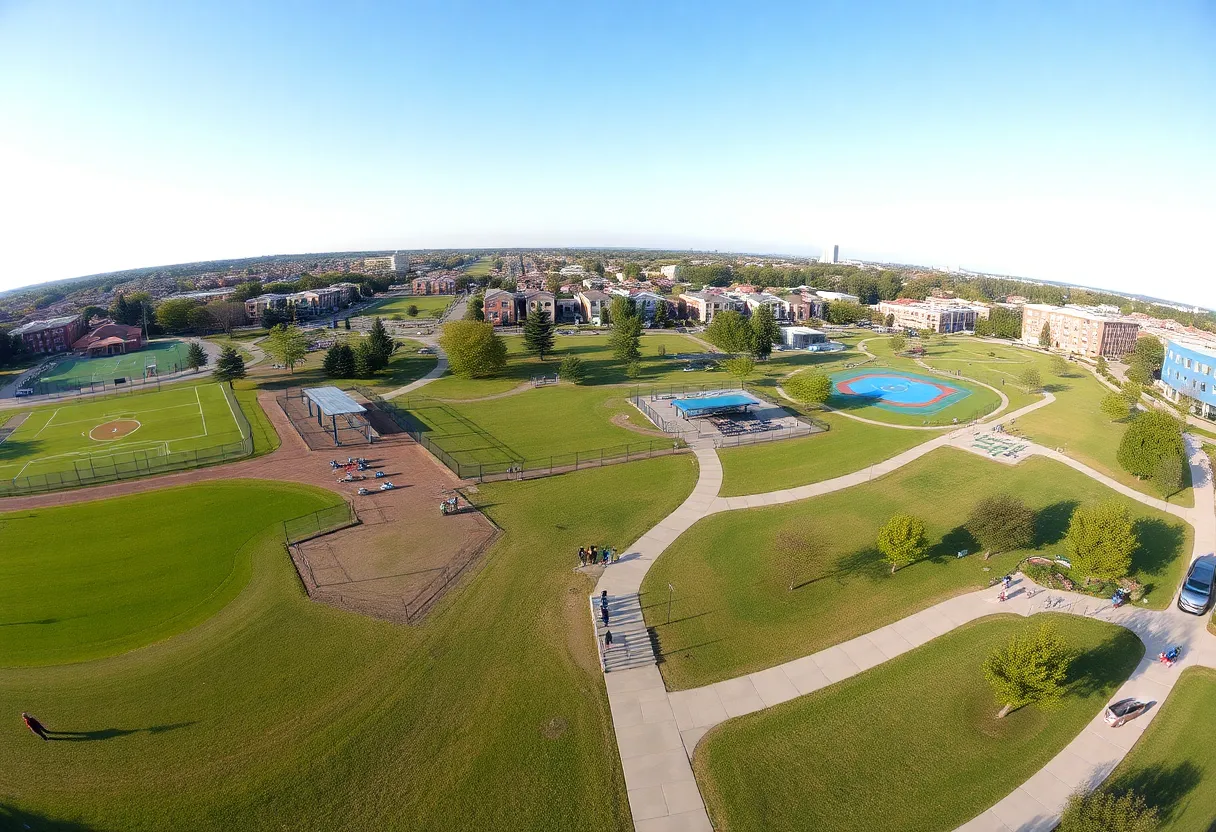 Community members enjoying Southside Regional Park with sports fields and playgrounds.
