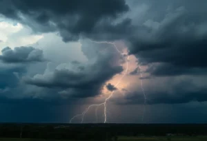 Dark thunderclouds signaling severe weather over Kershaw and Sumter counties