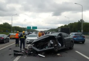 Traffic accident scene in South Carolina
